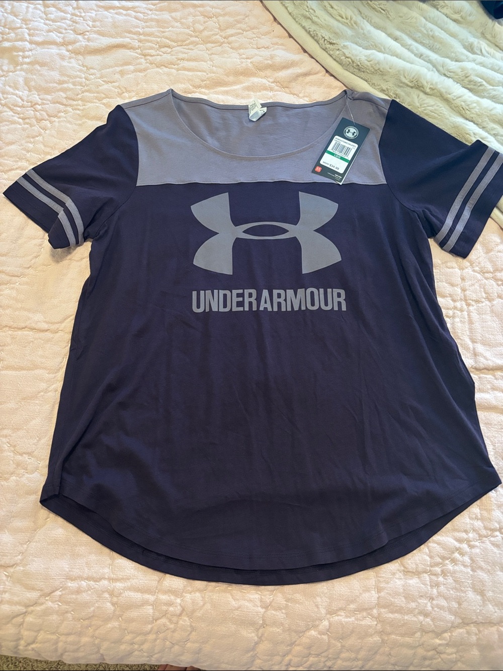 Under Armour Women's Dark Purple Contrast Yoke Logo Tee